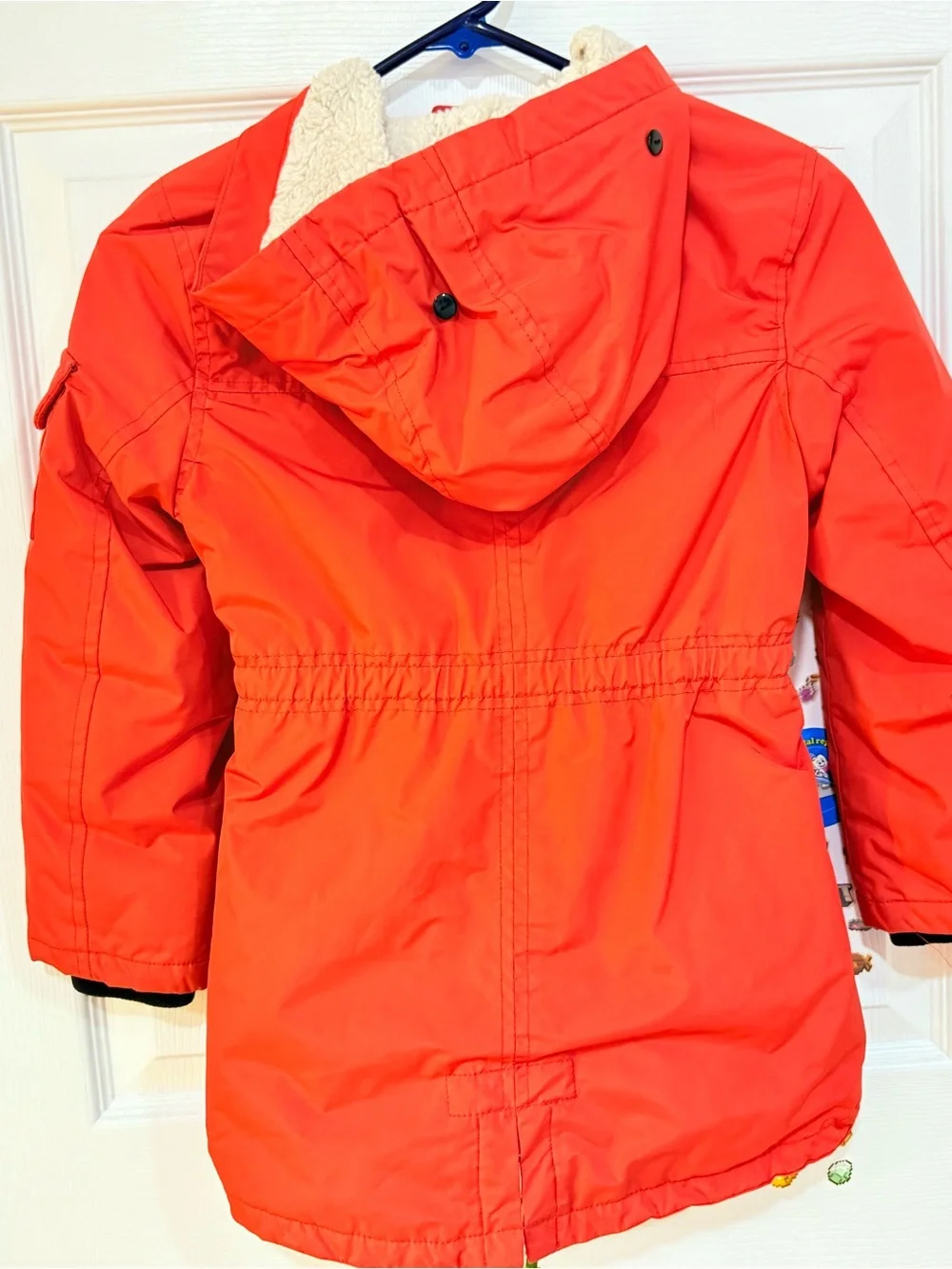 Urban Republic Red-Orange Sherpa-Lined Kids Puffer Jacket with Hood